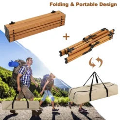 Costway Folding Aluminum Camping Table With Carry Bag Roll-Up Picnic Table With Wood Grain -Costway GUEST a8615b2e dcc7 4f0a 84fd a0dc098bbbbb