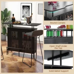 Costway 4-Tier Metal Home Bar Unit Liquor Bar Table With Storage Shelves & 6 Glass Holders -Costway GUEST a8ce2389 ce43 40b0 8b26 225f007cea2a