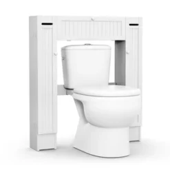 Costway Wooden Over The Toilet Storage Cabinet Drop Door Spacesaver Bathroom White -Costway GUEST a90484c6 9791 4b69 a4e8 8db80bef3b71