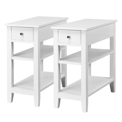Costway 3 Tier Nightstand Bedside Table Sofa Side End Table W/Double Shelves Drawer 12 Costway 3 Tier Nightstand Bedside Table Sofa Side End Table W/Double Shelves Drawer - Image 10
