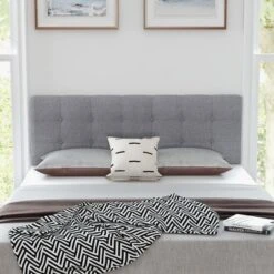 Costway Full/Queen Size Headboard Linen Fabric Upholstered Button Tufted Solid Wood Leg -Costway GUEST a91b9431 5205 443e 8d8d 481b17ffd95e