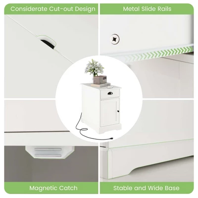 Costway Side End Table Nightstand With Charging Station Storage For Living Room Bedroom 7 Costway Side End Table Nightstand With Charging Station Storage For Living Room Bedroom - Image 5