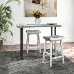 Costway Set Of 2 Saddle Bar Stools Counter Height Backless Kitchen Island Chairs