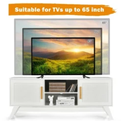 Costway TV Stand Entertainment Media Console W/ 2 Rattan Cabinets & Open Shelves -Costway GUEST a990b1b0 28ab 4cb5 880d 8975c2501e36