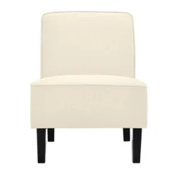 Costway Modern Armless Accent Chair Fabric Single Sofa WithRubber Wood Legs Beige/Gray -Costway GUEST a9a25ba9 805c 44e5 8bf5 3452ffbba671