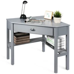 Costway Triangle Computer Desk Corner Office Desk Laptop Table W/ Drawer Shelves Rustic Grey 13 Costway Triangle Computer Desk Corner Office Desk Laptop Table W/ Drawer Shelves Rustic Grey -Costway GUEST aa0032ce 7cd5 4f66 8d97 1cc732a56e6f