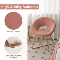 Costway Modern Velvet Accent Chair Upholstered Vanity Leisure Chair With Metal Legs -Costway GUEST aa085852 35d2 4fdf b26d 7f686906a745