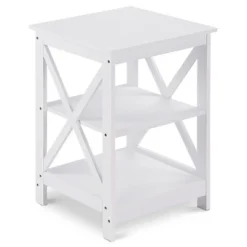 Costway 2PC 3-Tier Nightstand End Table Storage Display Shelf Living Room Furni White -Costway GUEST aa381fbb a7aa 4b01 9402 060cd44dec81