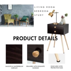 Costway Mid Century Modern 2 Drawers Nightstand Sofa Side Table End Table Espresso -Costway GUEST aa58b683 aea0 473c 8e61 5fed4a2aa882