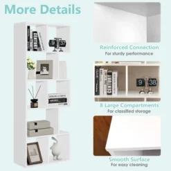 Costway 63'' Wooden 5-Tier Geometric Bookshelf S-shaped Display Shelf Stand Room Divider White -Costway GUEST aa98df26 638d 4070 968e 22837acf8222