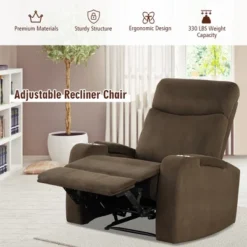 Costway Recliner Chair Single Sofa Lounger With Arm Storage & Cup Holder CoffeeGreyBrown 19 Costway Recliner Chair Single Sofa Lounger With Arm Storage & Cup Holder CoffeeGreyBrown -Costway GUEST aa9b575b 4156 4fb1 9231 48cb4c3e9e37