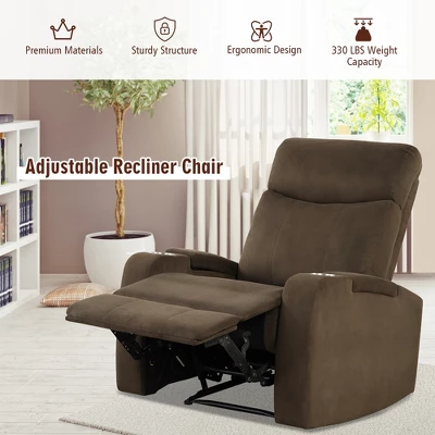 Costway Recliner Chair Single Sofa Lounger With Arm Storage & Cup Holder CoffeeGreyBrown 8 Costway Recliner Chair Single Sofa Lounger With Arm Storage & Cup Holder CoffeeGreyBrown - Image 6