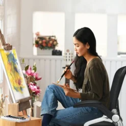 Costway Mesh Drafting Chair Mid Back Office Chair Adjustable Height Flip-Up Arm Black -Costway GUEST aabad50f eab7 4234 9551 c6c508ede4ad