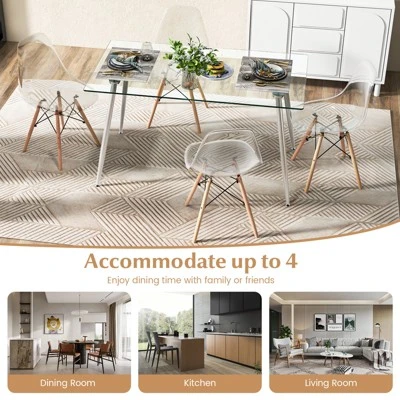 Costway 5 PCS Dining Table Set 51'' Modern Rectangular Glass Table & 4 Chairs Kitchen 7 Costway 5 PCS Dining Table Set 51'' Modern Rectangular Glass Table & 4 Chairs Kitchen - Image 5