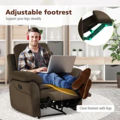 Costway Recliner Chair Single Sofa Armchair Sleeper Lounger W/ Footrest GreyBrown -Costway GUEST ab0b82ad 22cc 45a7 b012 18aa128b6f49