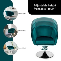 Costway Modern Velvet Chair Height Adjustable Bar Stool Swivel Makeup Seat -Costway GUEST ab387ec0 63aa 4b8f 927e 81fdefcf13b9