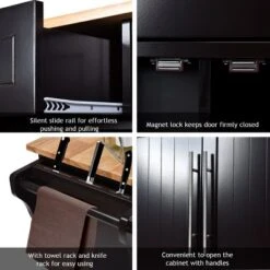 Costway Kitchen Island Trolley Cart Wood Top Rolling Storage Cabinet W/Knife Block WhiteBrown -Costway GUEST ab392f0d 55f3 4efd 891b 96008206009a