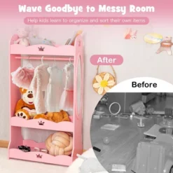 Costway Kids Dress Up Storage Hanging Armoire Dresser Pretend Costume Closet W/ Mirror -Costway GUEST ab803665 a380 405e a8ad d1b3124a2266