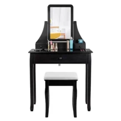 Costway Square Mirror Dressing Table Set Makeup Vanity For Bedroom, Living Room White/Black -Costway GUEST ab99f2a5 4a29 49ba 9a6c 42e7b19aba4b