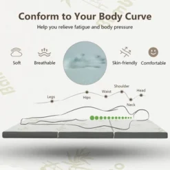 Costway Queen 3''Tri-fold Memory Foam Floor Mattress Topper Portable W/ Carrying Bag -Costway GUEST ac265471 1b03 46a8 8e99 45961a98ba62