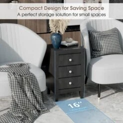 Costway Nightstand Sofa Side Coffee Table With 3 Drawer For Bedroom Living Room Black/Grey/White 19 Costway Nightstand Sofa Side Coffee Table With 3 Drawer For Bedroom Living Room Black/Grey/White -Costway GUEST ac3698ab 2752 40f9 ac74 df71b1b42f1c