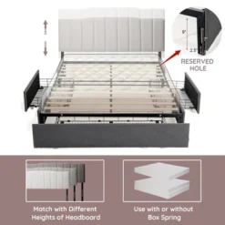 Costway Platform Bed Frame With 3 Storage Drawers Mattress Foundation Grey 17 Costway Platform Bed Frame With 3 Storage Drawers Mattress Foundation Grey -Costway GUEST acc231cc 4336 4c01 8ca7 a1e0d9187824