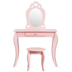 Costway Kids Vanity Set Princess Makeup Dressing Play Table Set W/Mirror -Costway GUEST acf02906 e0cd 4b62 bb38 988d1c42c9c2