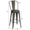 Costway Set Of 4 High Back Metal Stool 30'' Seat Bar Height Industrial Bar Stools GunBlack
