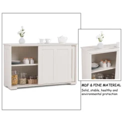 Costway Kitchen Storage Cabinet Sideboard Buffet Cupboard Wood Sliding Door Pantry White -Costway GUEST ad6f126d d1e7 45b9 babd b8f9cc78c84d