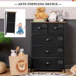 Costway 5 Drawer Dresser Fabric Storage Tower Organizer Unit Sturdy Steel Frame -Costway GUEST adae1ad8 65c2 4673 9388 e8b74bbfc357