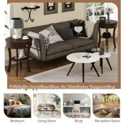 Costway 2-tier Side End Sofa Table Round Nightstand For Bedroom Living Room White/Espresso 18 Costway 2-tier Side End Sofa Table Round Nightstand For Bedroom Living Room White/Espresso -Costway GUEST adb28f85 37cf 44e8 acf8 8ab50c9ef4a9