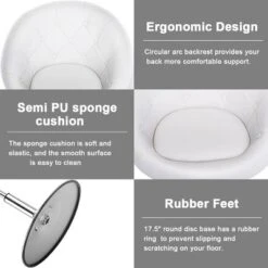 Costway 1PC Adjustable Round Swivel Tufted Back Accent Chair PU Leather White -Costway GUEST ae1baae9 03a8 4cc3 a29c 37756ade1117