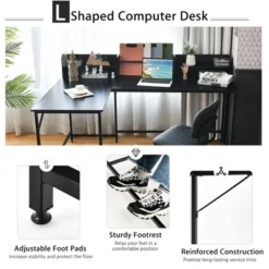 Costway 65.5'' L-shaped Computer Desk Home Office Corner Table W/Bookshelf -Costway GUEST ae55fd1a bd9a 464d 8c29 24b94c54a82a