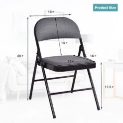 Costway Set Of 4 Folding Chairs Fabric Upholstered Padded Seat Metal Frame Home Office -Costway GUEST ae5d294e 1c2c 419c 8566 63a5773f2491