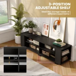 Costway 59'' Wood TV Stand Console Storage Entertainment Media Center W/ Adjustable Shelf -Costway GUEST ae606ad2 70b1 414d 8768 4e21991322be