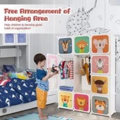 Costway 12-Cube Kids Wardrobe Baby Dresser Bedroom Armoire Clothes Hanging Closet With Door -Costway GUEST ae749e56 5434 4778 b70d f7bc3972081c