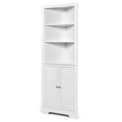 Costway Bathroom Corner Floor Cabinet Tall Bathroom Storage Cabinet W/ Shelves -Costway GUEST ae7cc5ec 283e 4891 b76a b949e24142a0