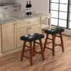 Costway Set Of 2 Upholstered Barstools 24''/29'' Backless Rubberwood Dining Chairs Black&Brown -Costway GUEST aeab0806 c349 4fa9 8fc4 42487615e782