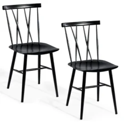 Costway Set Of 2 Dining Side Chairs Chairs Armless Cross Back Kitchen Bistro Caf -Costway GUEST aec64b08 c4d2 4b75 9e93 ce7848b97d28