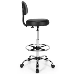 Costway Swivel Drafting Chair Tall Office Chair W/ Adjustable Backrest Foot Ring -Costway GUEST aee47087 9f17 42bc ac31 009bb8597847