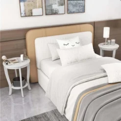 Costway 2 PCS 2-Tier End Table 18'' Round Compact Sofa Side Nightstand With Storage Shelf Espresso/White