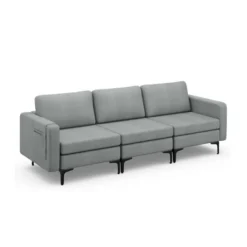 Costway Modern Modular 3-Seat Sofa Couch W/ Side Storage Pocket & Metal Leg GreenGrey -Costway GUEST af34cd90 c417 4367 9ea3 962329a5f09d
