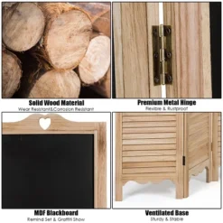 Costway 4-Panel Folding Divider Screen W/Chalkboard 5.7Ft Tall Natural -Costway GUEST af61171d 5ab9 47c6 85cc 735a206a362e