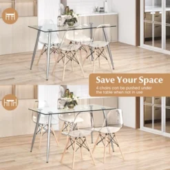 Costway 5 PCS Dining Table Set 51'' Modern Rectangular Glass Table & 4 Chairs Kitchen 11 Costway 5 PCS Dining Table Set 51'' Modern Rectangular Glass Table & 4 Chairs Kitchen -Costway GUEST af9dd772 2f92 46bb a4f5 a3f56c044b04