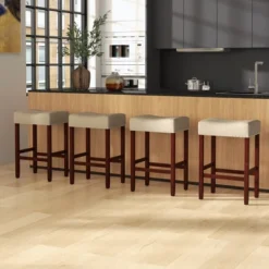 Costway Set Of 2 Bar Stools Counter Height Saddle Kitchen Chairs With Wooden Legs -Costway GUEST afa65689 36ca 45cb 8a77 4d02aebad30c