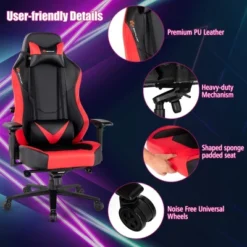 Costway Gaming Chair 360° Swivel Computer Reclining Height Adjustable 4D Armrest Red -Costway GUEST afc195e0 764f 4c54 8043 aec917a96e2c