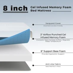 Costway Full Size Wood Bed Frame & Memory 8'' Foam Mattress Set CertiPUR-US Certified -Costway GUEST afc45cd4 0632 4264 adde b6bbc51508fd