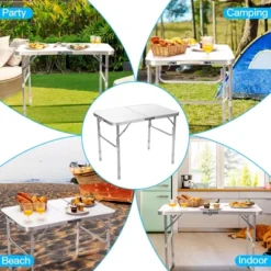 Costway Patio Folding Camping Table Aluminum Adjustable Portable Outdoor Indoor -Costway GUEST b02fe97d 28c9 4865 b0ad 5fcc14b599ef