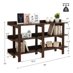 Costway 59'' 3 Tier Console Table With Storage Wooden Sofa Entryway Table Brown Walnut 17 Costway 59'' 3 Tier Console Table With Storage Wooden Sofa Entryway Table Brown Walnut -Costway GUEST b036b0f0 0e7f 490b 8bd2 31c468e04197