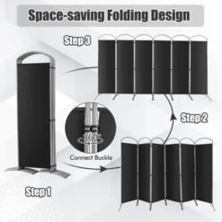 Costway 6 Panels Folding Privacy Screen 6 Ft Tall Fabric Privacy Screen For Home -Costway GUEST b03b0322 5bb4 400c b4bd 3b59d7039af6